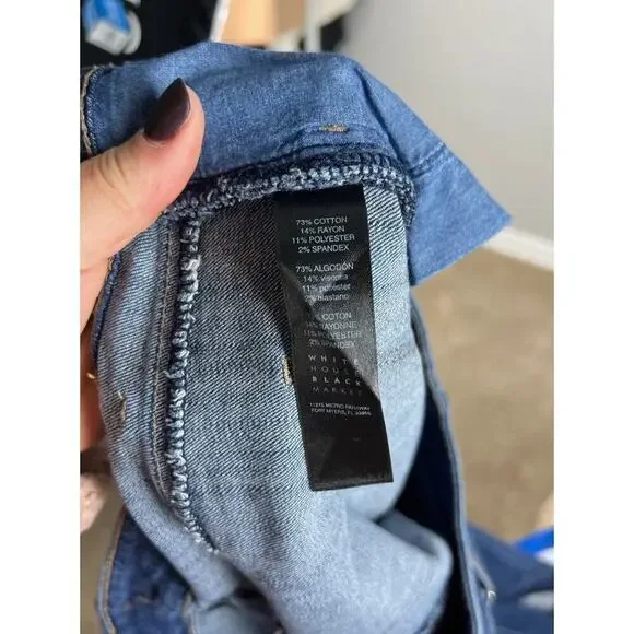 White House Black Market The Slim Ankle Jeans Blue Size 8 Raw Hem Women’s - Picture 3 of 7
